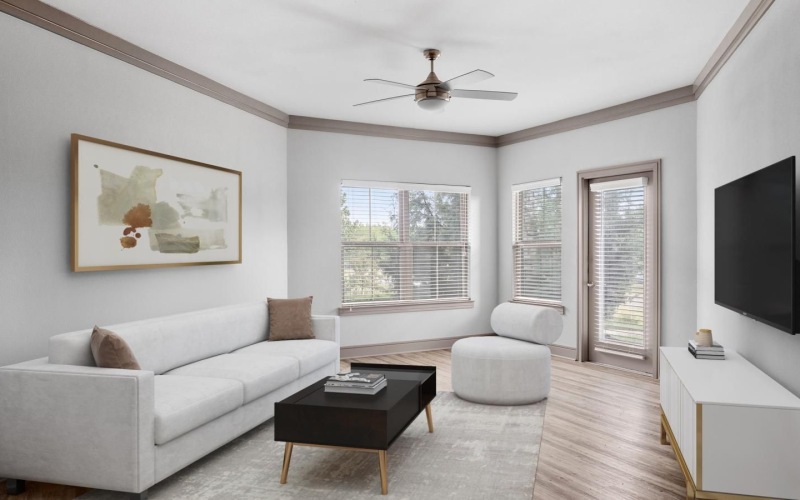 a living room with a couch and a tv